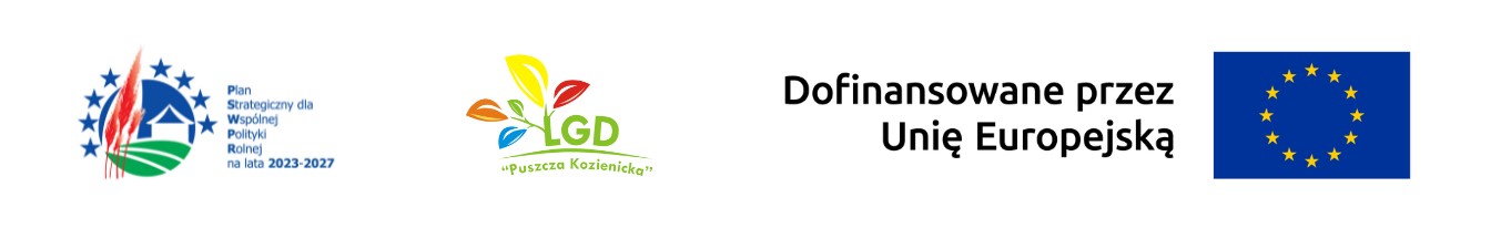 Logotypy: Plan Strategiczny dla Wspólnej Polityki Rolnej na lata 2023–2027, LGD „Puszcza Kozienicka”, Dofinansowane przez Unię Europejską